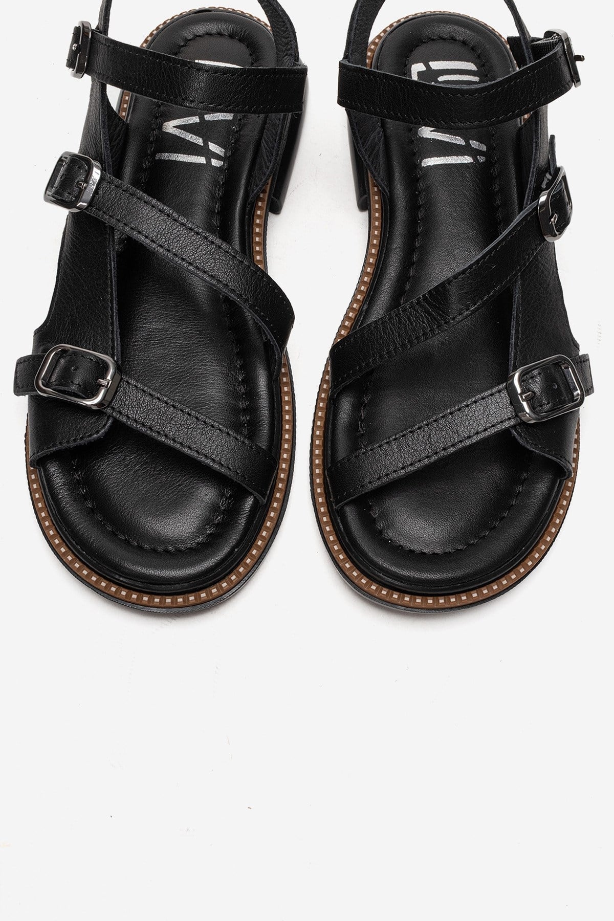MOREZ - Black Genuine Leather Sandal – side view showing leather, black, Vowalisse