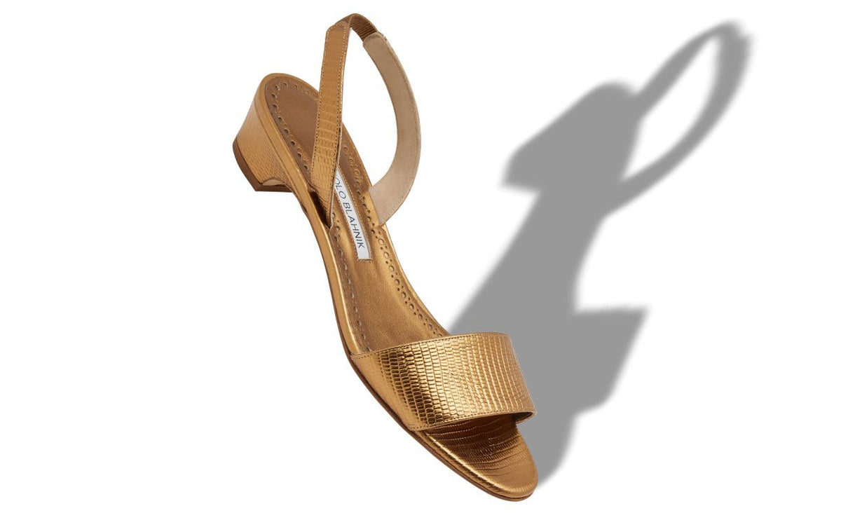 Odette Jewel Gold Slingback Slingbacks – front three-quarter view showing gold slingback, open toe, Vowalisse