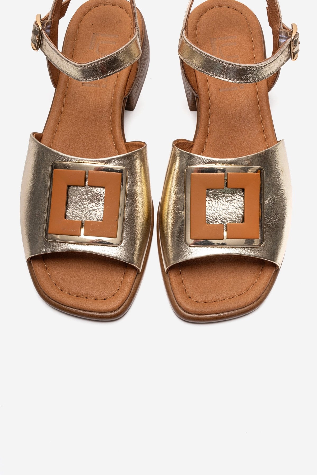 Svelte - Gold Genuine Leather Sandal – side view showing leather, metallic, gold, Vowalisse