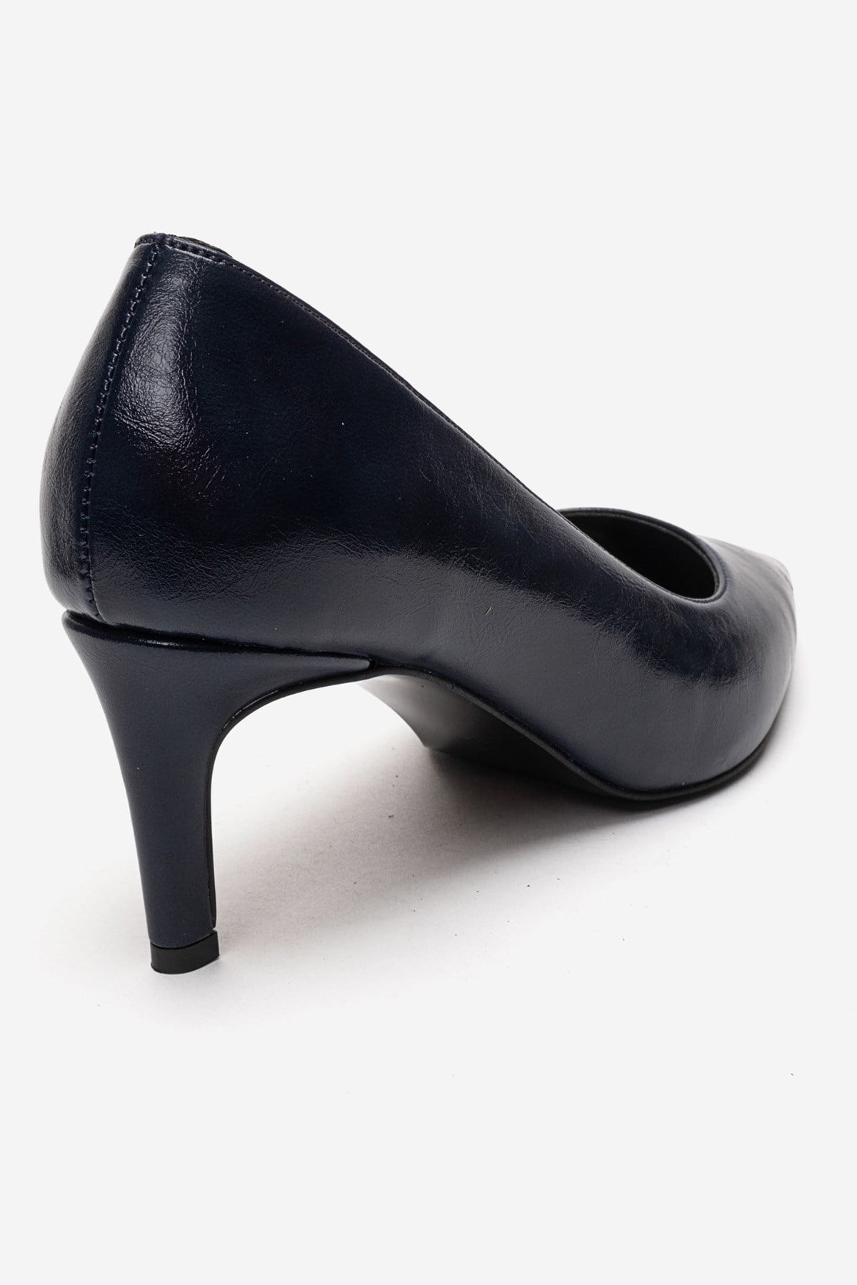 VELMIRA - Navy Genuine Leather Stiletto Pump – back view showing leather, Vowalisse