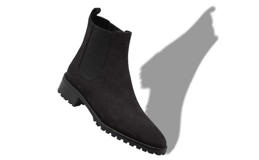 Bianca Dawn Black Suede Ankle Boots