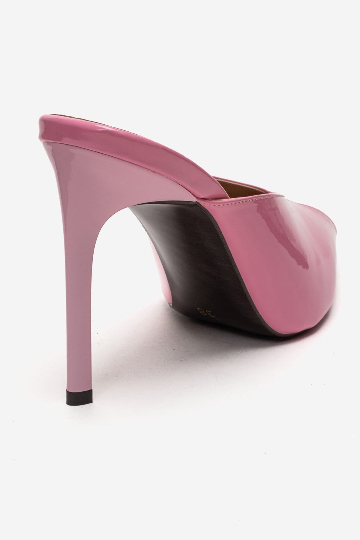 Mirena - Pink Genuine Leather Stiletto Mule – back view showing leather, pink, Vowalisse