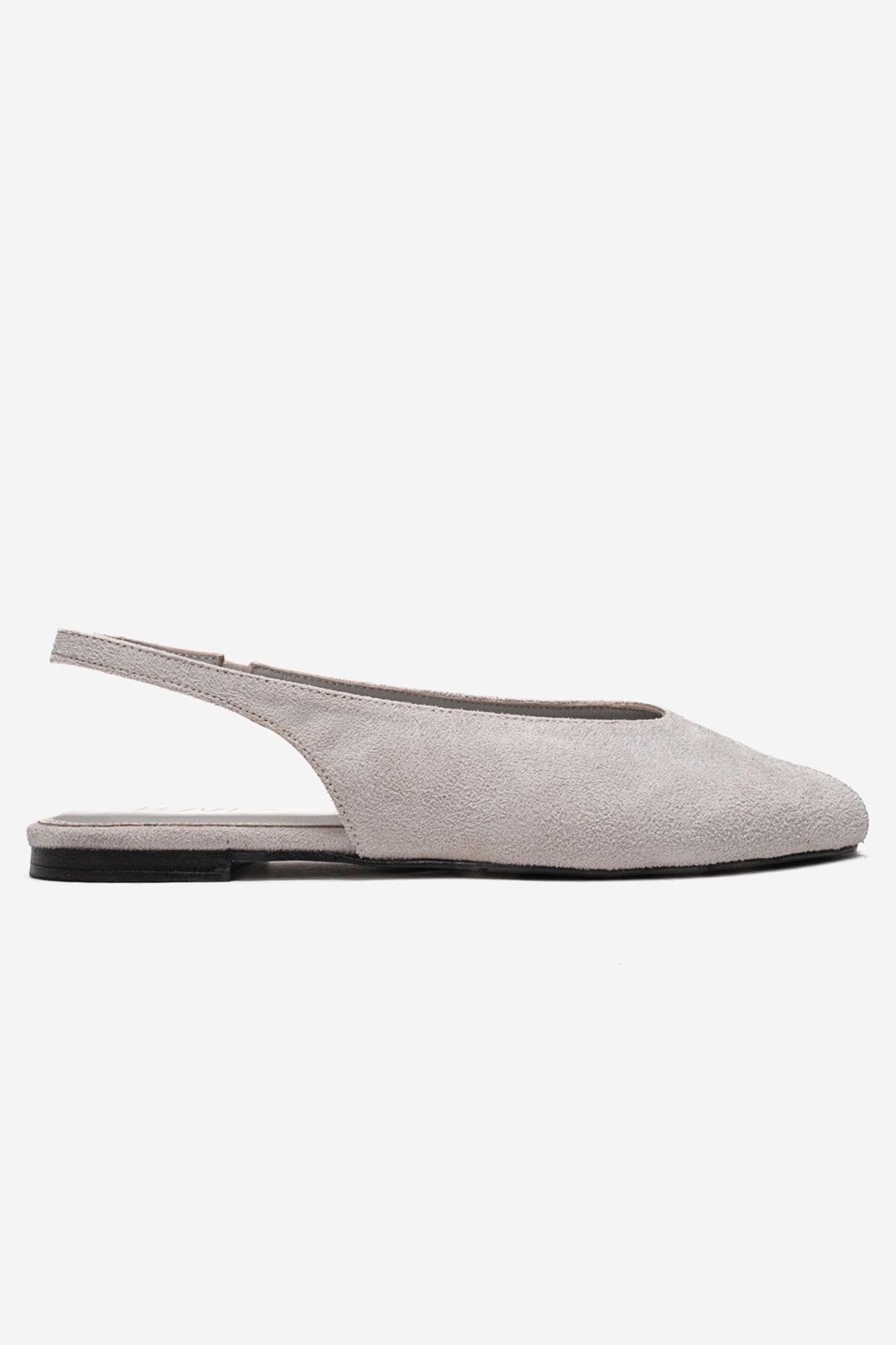 SERINA - Off-White Genuine Leather Sandal – heel view showing leather, suede, white, Vowalisse