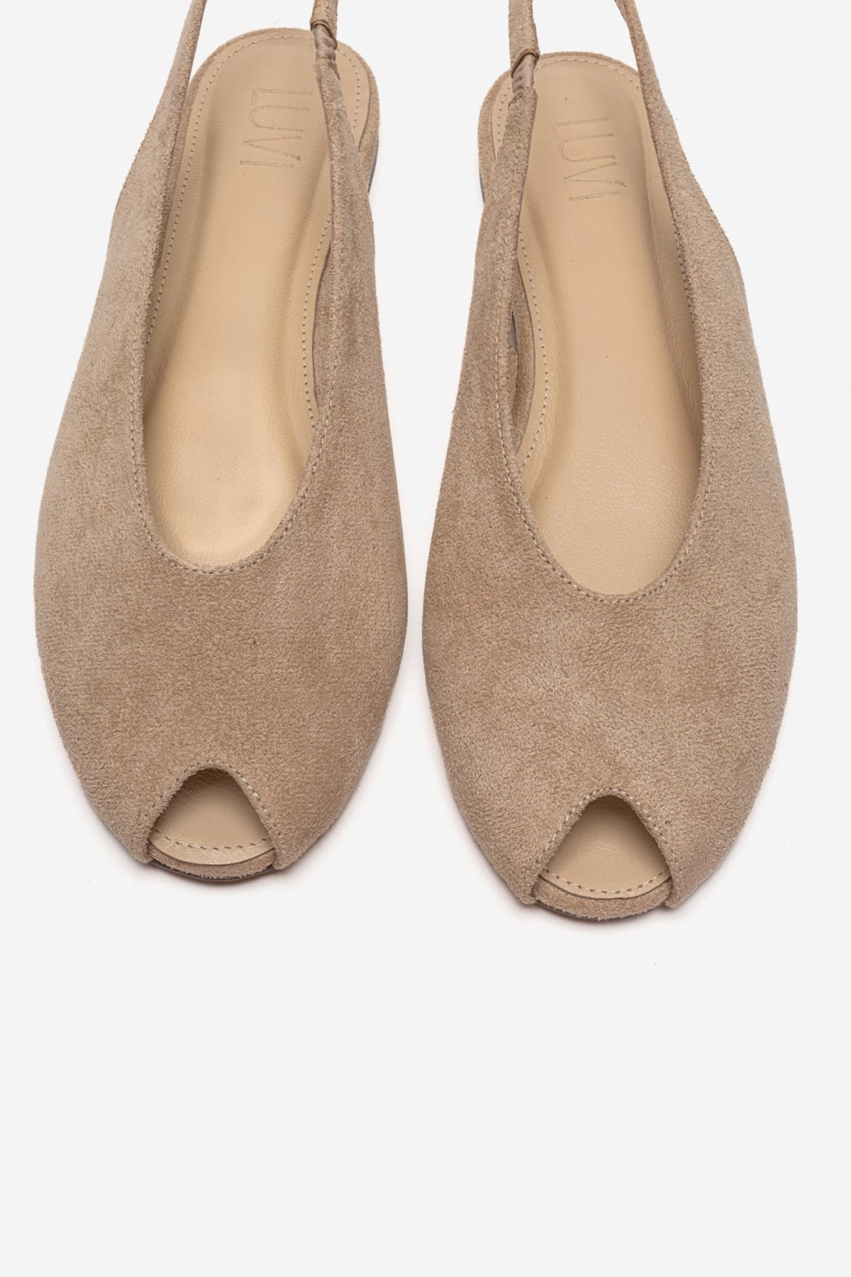 SERINA - Beige Genuine Leather Sandal – side view showing leather, suede, Vowalisse