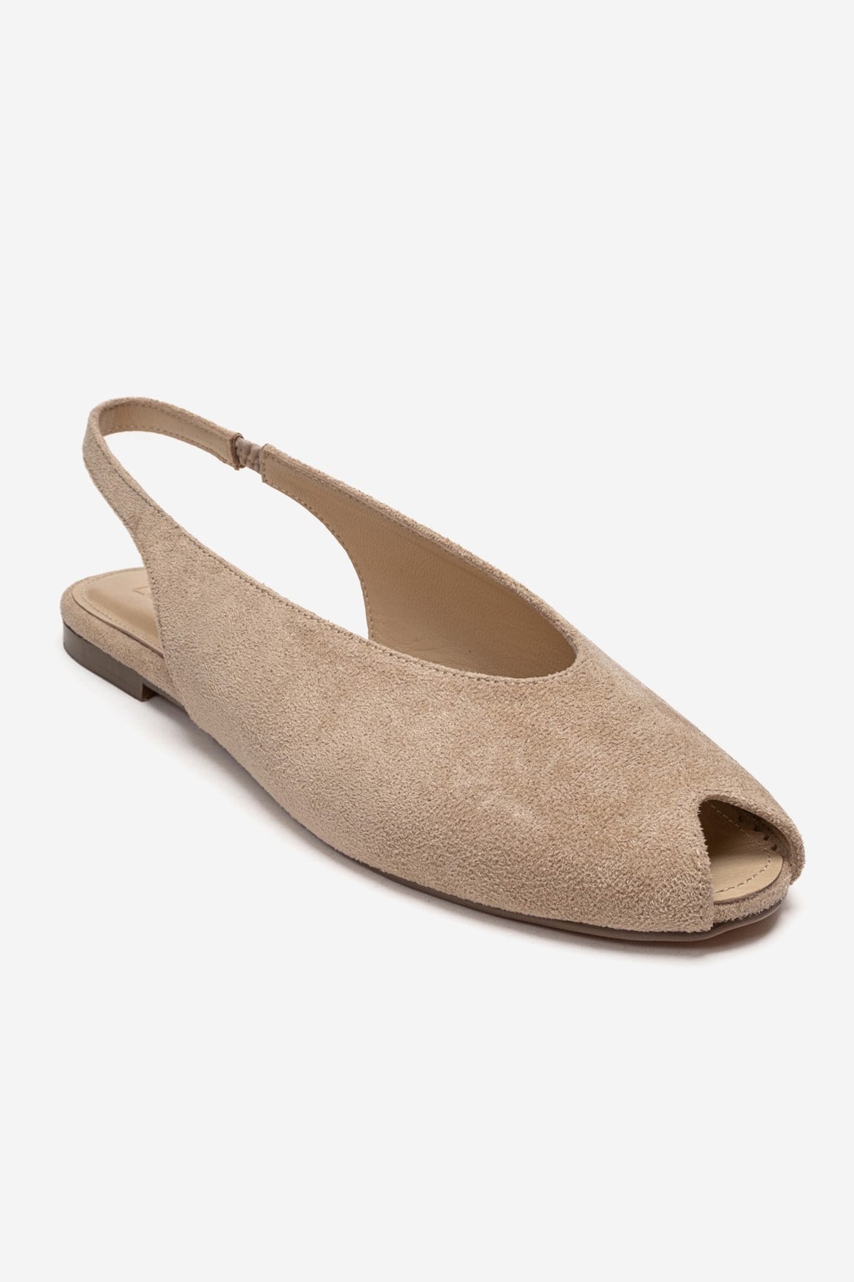 SERINA - Beige Genuine Leather Sandal – detail view showing leather, suede, Vowalisse