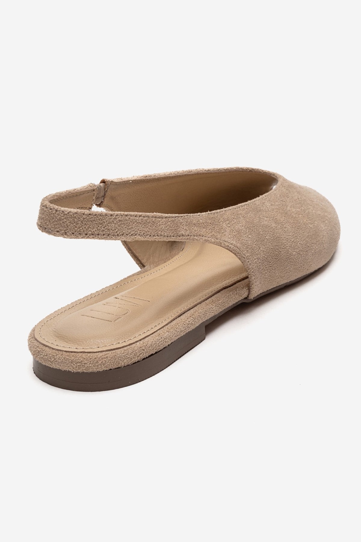 SERINA - Beige Genuine Leather Sandal – back view showing leather, suede, Vowalisse