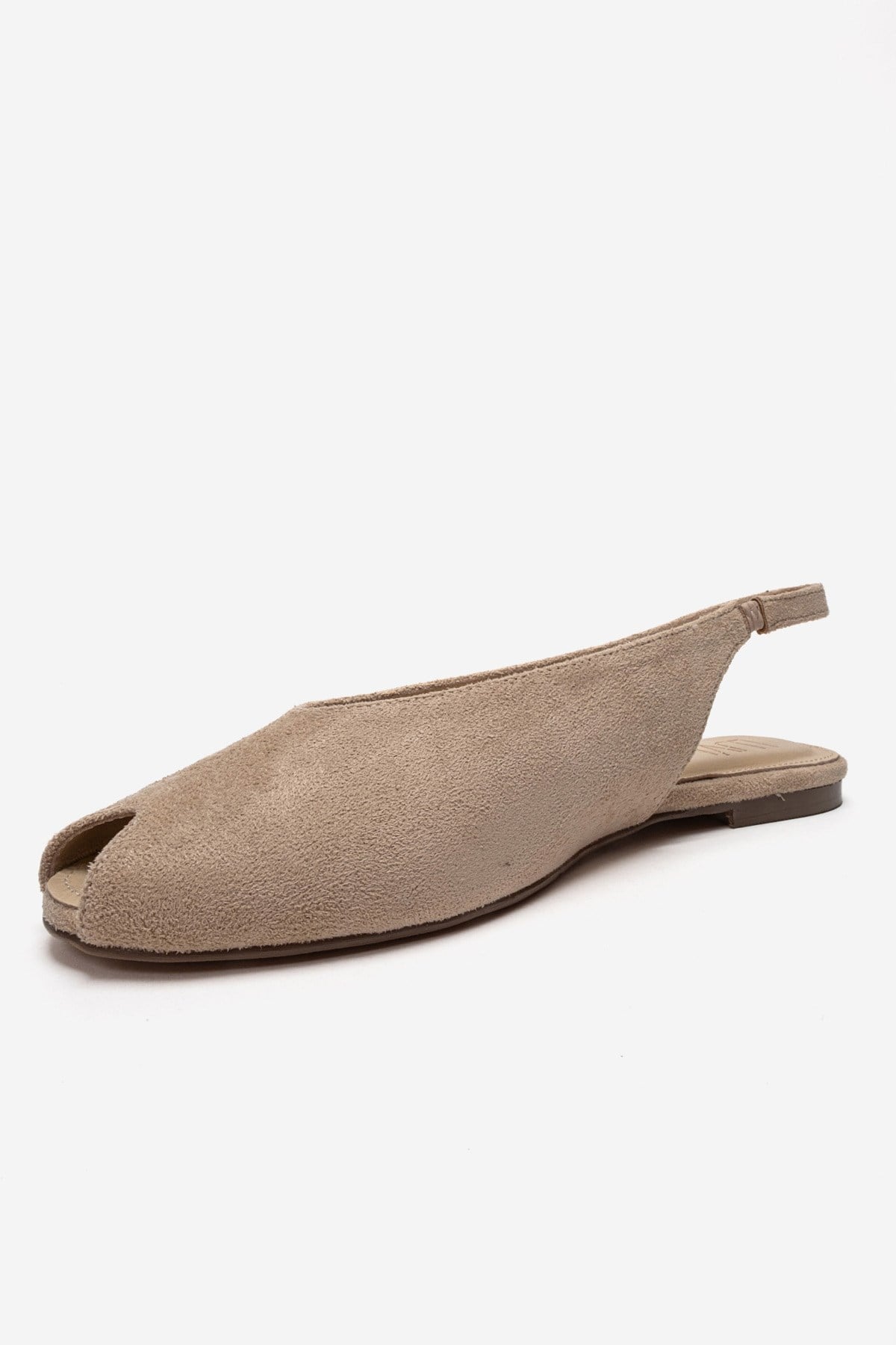 SERINA - Beige Genuine Leather Sandal – top view showing leather, suede, Vowalisse