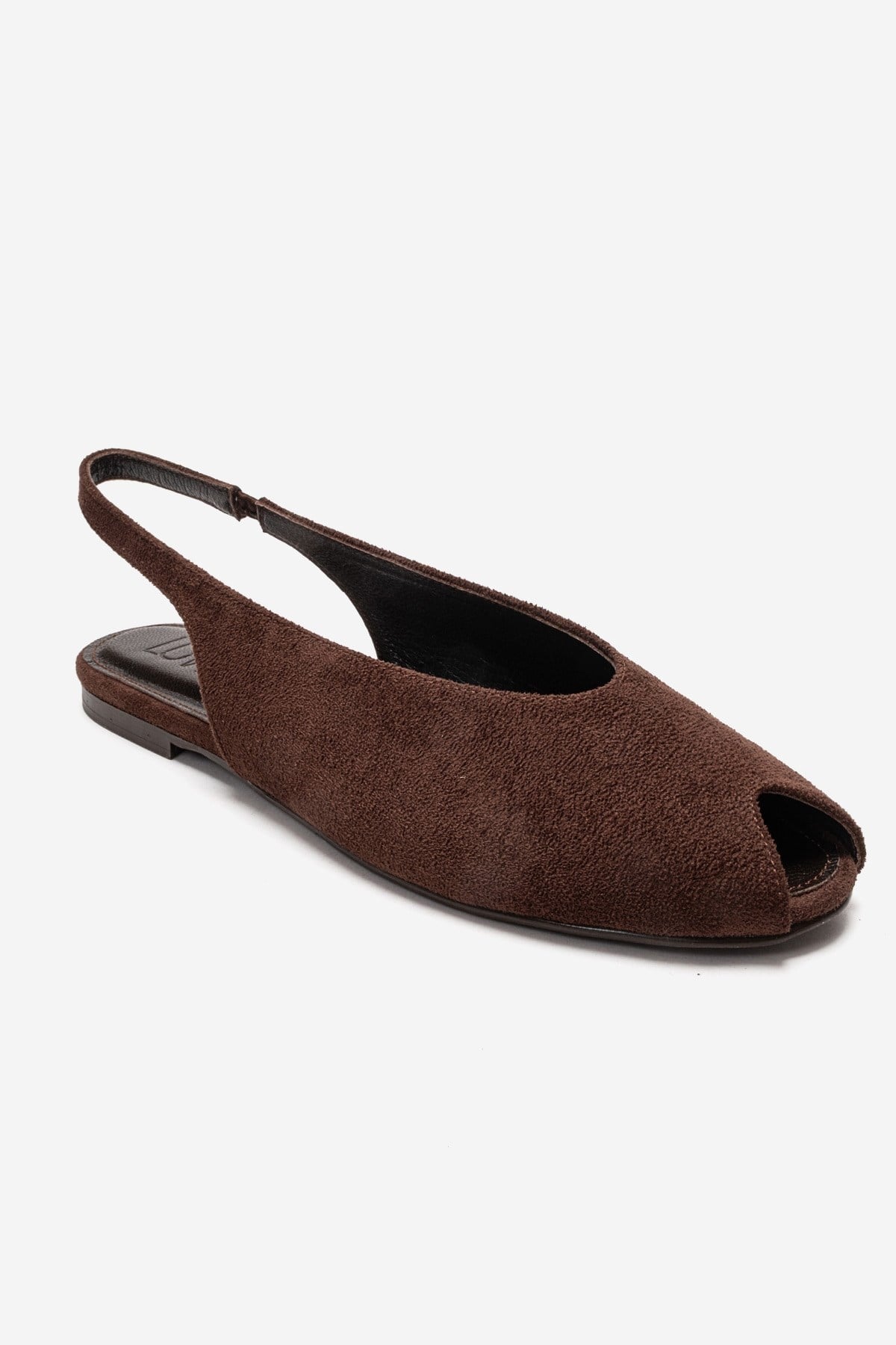 SERINA - Brown Genuine Leather Sandal – detail view showing leather, suede, Vowalisse