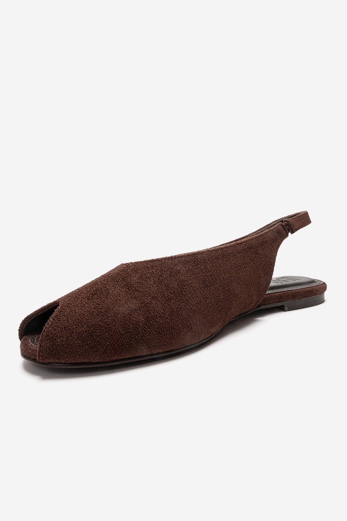 SERINA - Brown Genuine Leather Sandal – top view showing leather, suede, Vowalisse