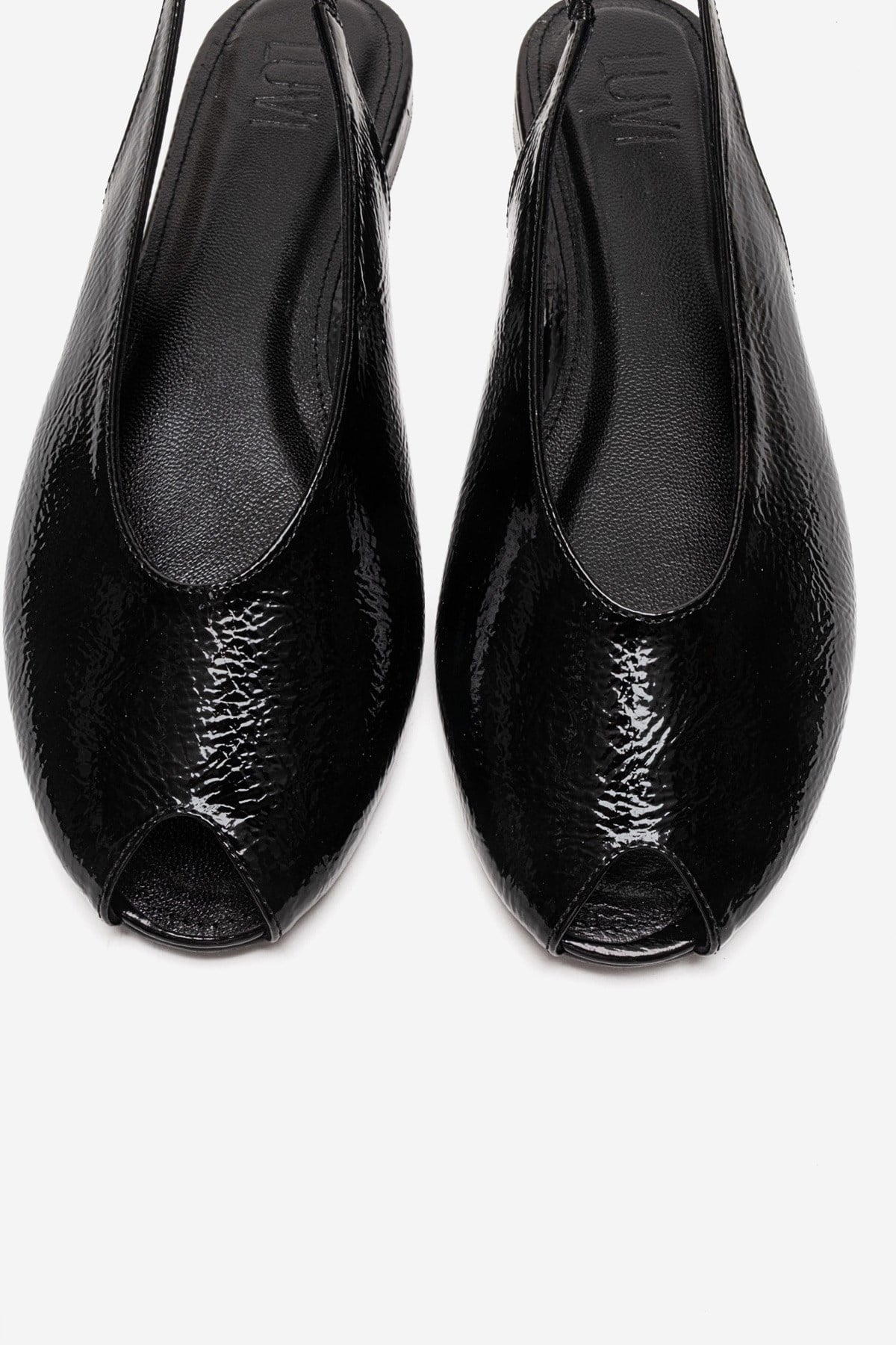 SERINA - Black Genuine Leather Sandal – side view showing leather, black, red, Vowalisse