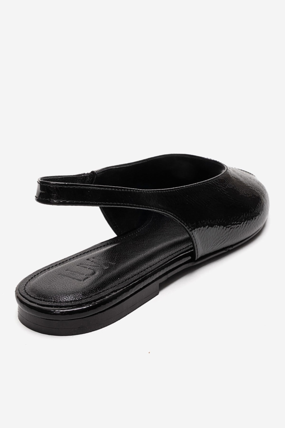 SERINA - Black Genuine Leather Sandal – back view showing leather, black, red, Vowalisse