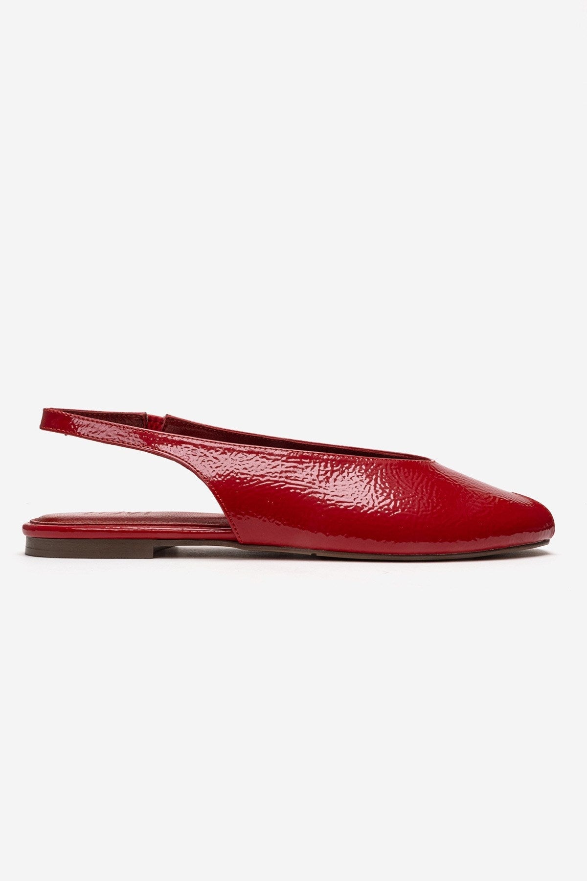 SERINA - Red Genuine Leather Sandal – heel view showing leather, red, Vowalisse
