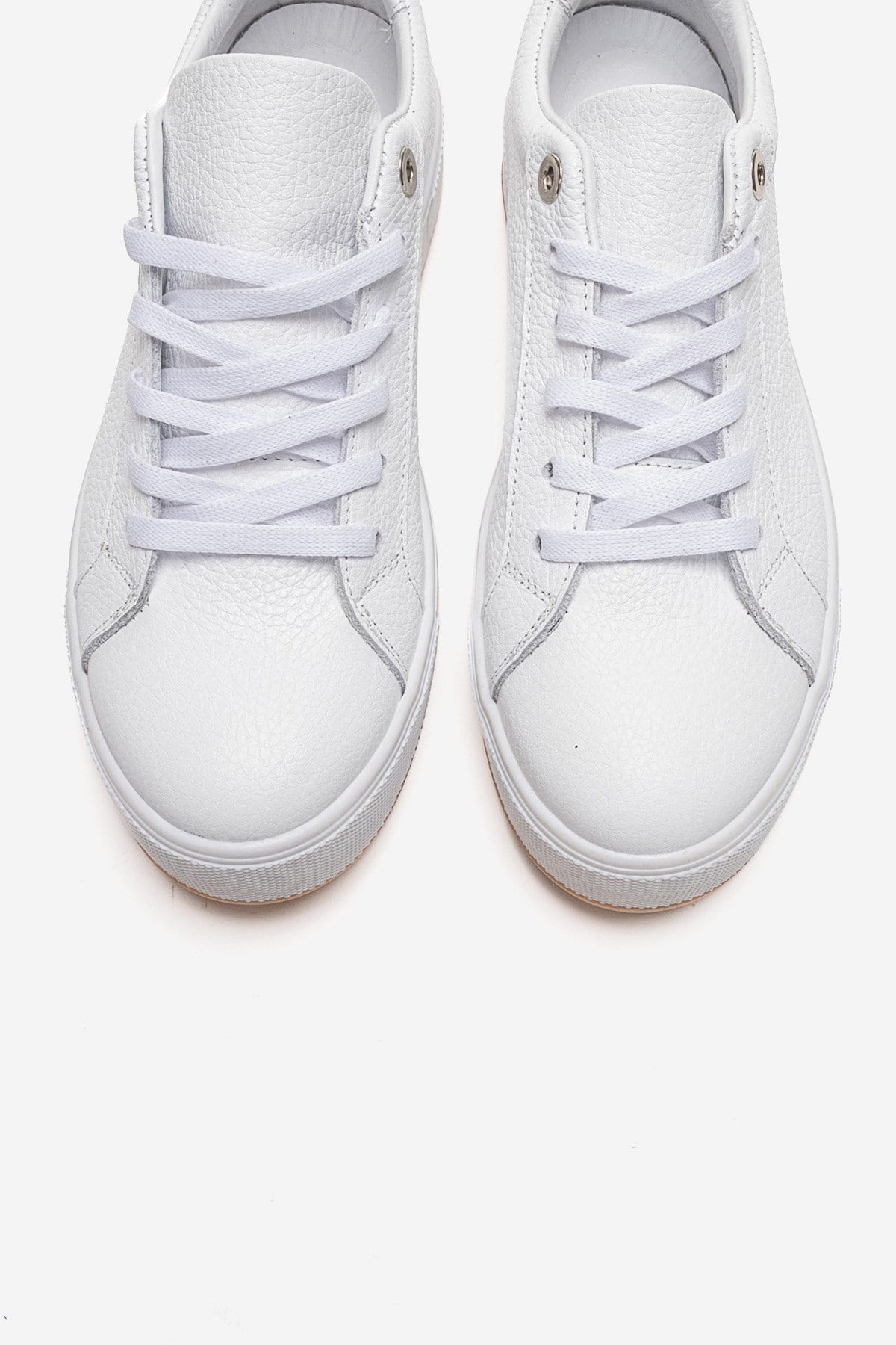 PALLEN - White Genuine Leather Casual Sneaker – side view showing leather, white, Vowalisse