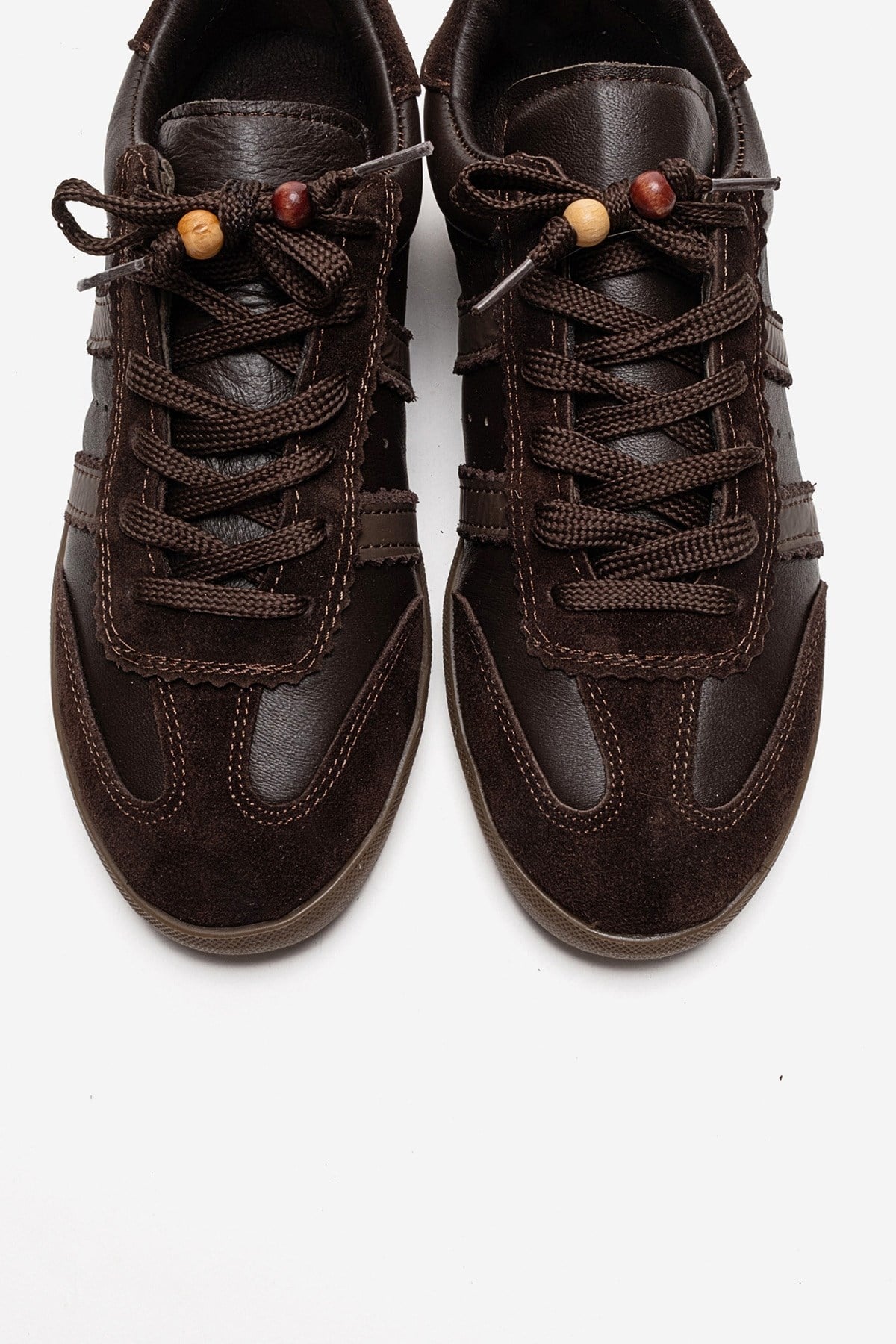 ARDIX - Brown Genuine Leather Sneaker – side view showing lace, leather, suede, Vowalisse