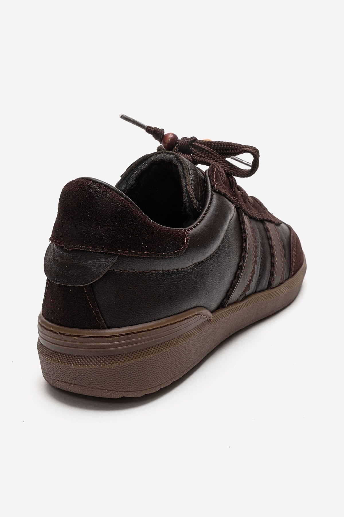 ARDIX - Brown Genuine Leather Sneaker – back view showing lace, leather, suede, Vowalisse