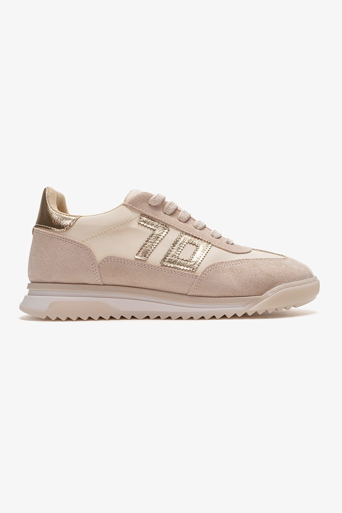 ARVON - Beige Sneaker – heel view showing leather, Vowalisse