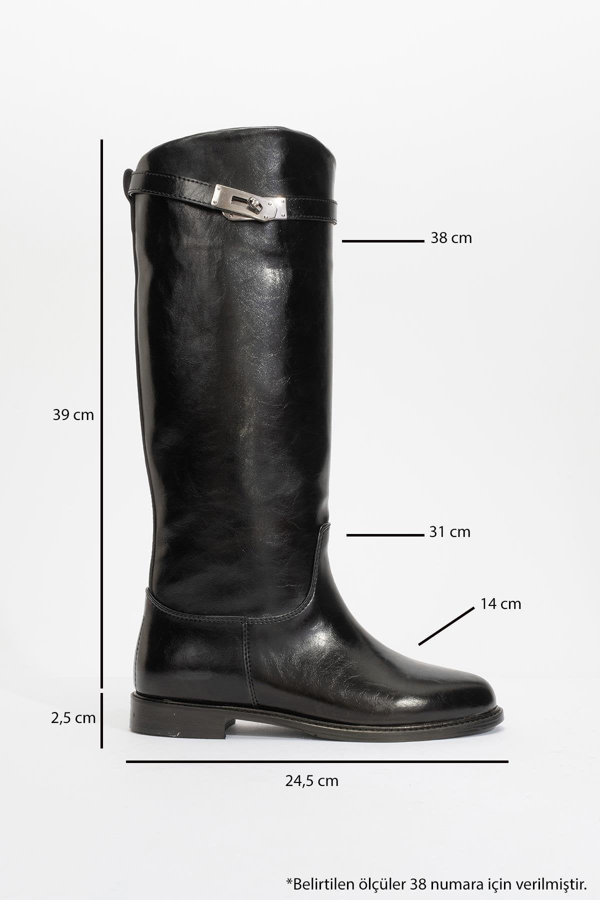Yoko Black Riding Boot – back view showing leather, black, Vowalisse