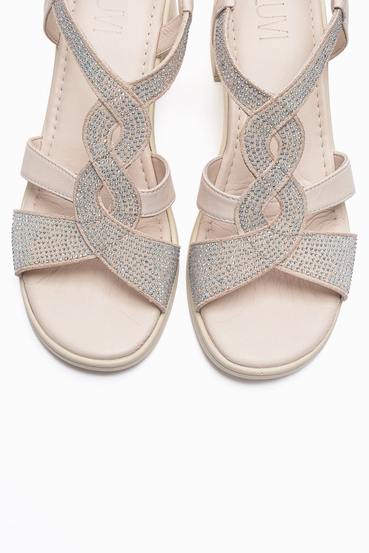 Dolen - Off-White Genuine Leather Block Heel Sandal – side view showing leather, white, Vowalisse