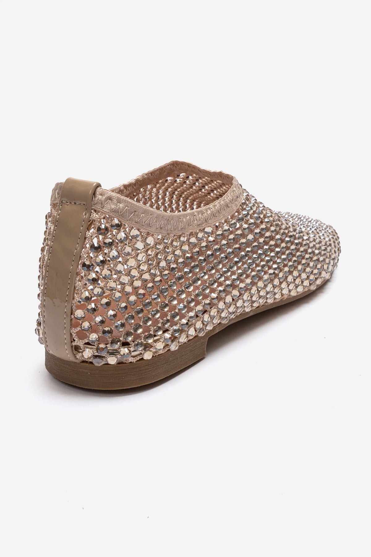 URELA - Beige Genuine Leather Ballet Flat – back view showing leather, Vowalisse