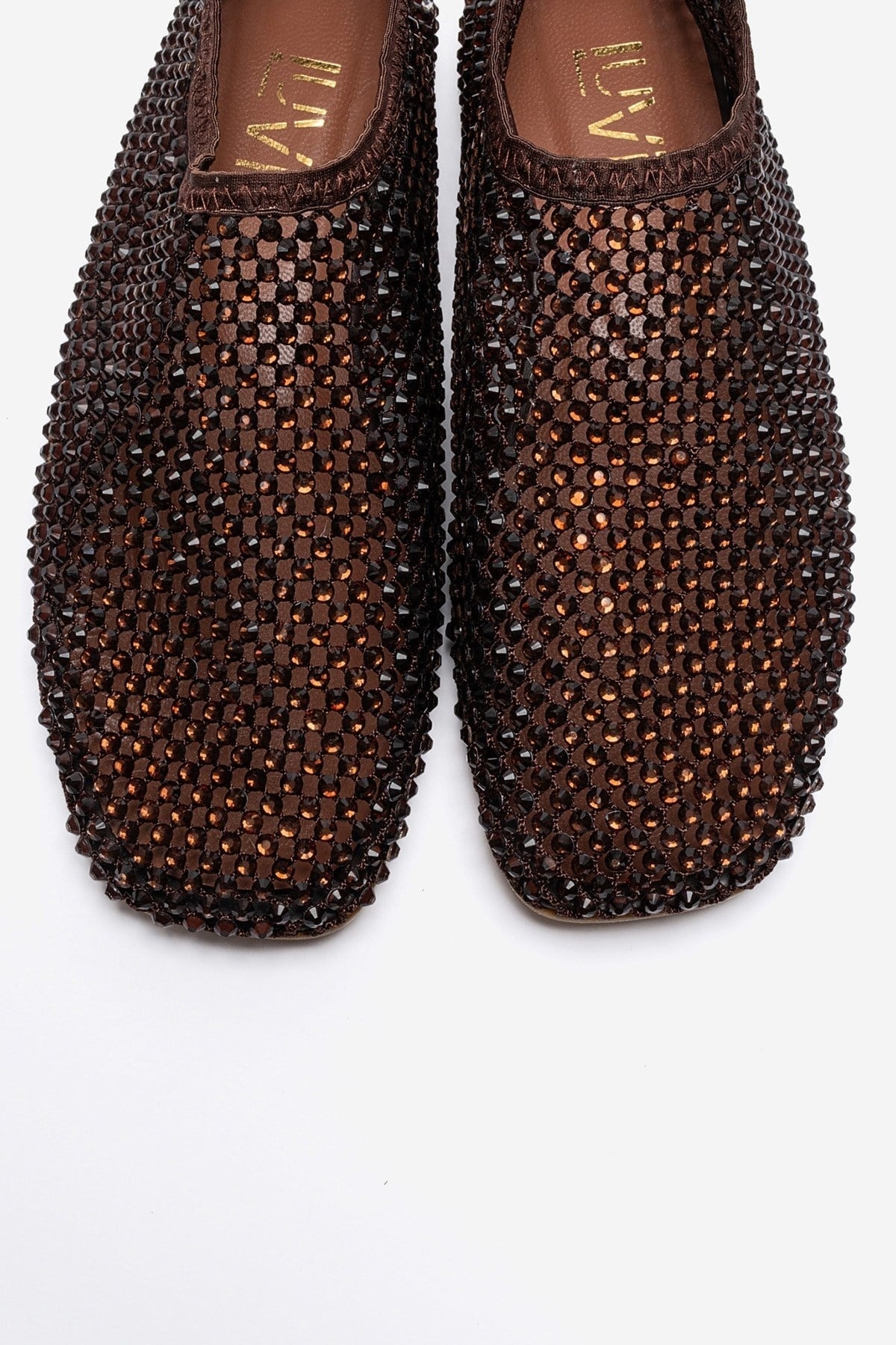 URELA - Brown Genuine Leather Ballet Flat – side view showing leather, Vowalisse