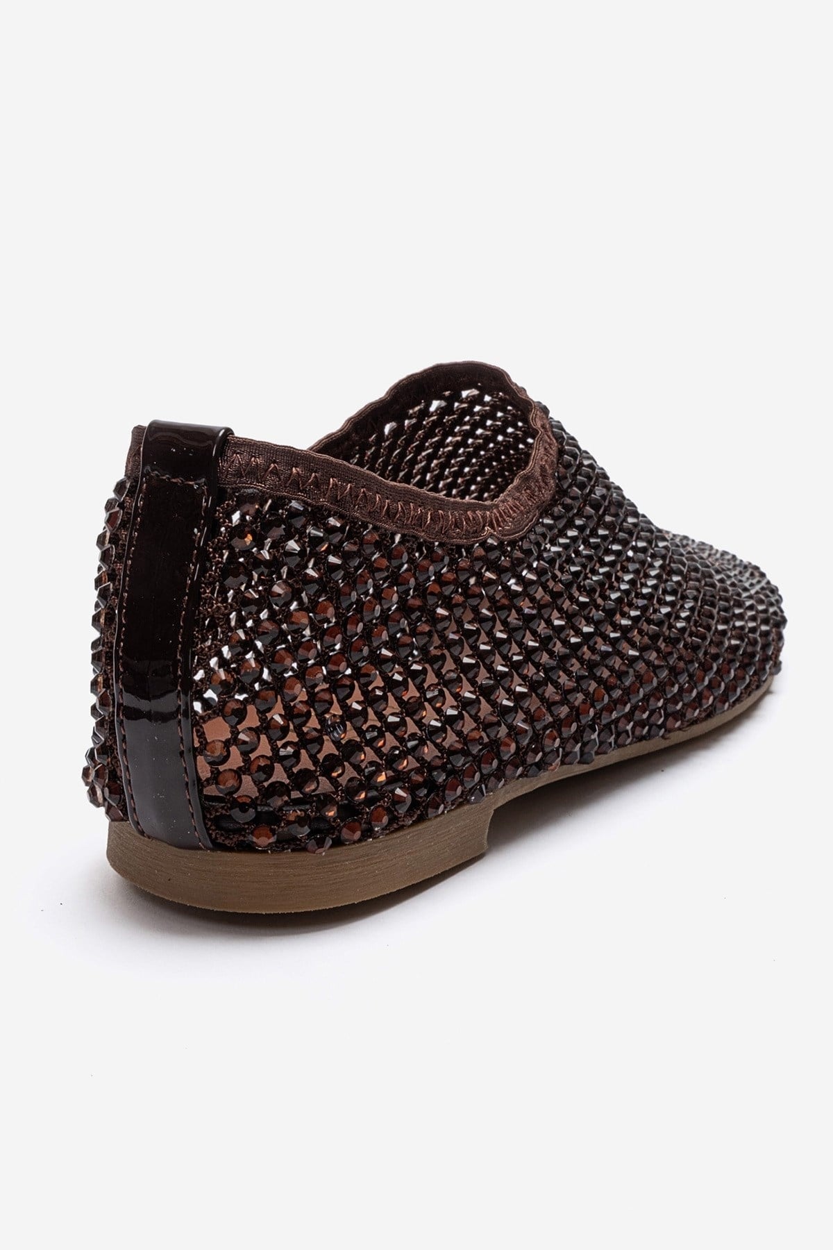 URELA - Brown Genuine Leather Ballet Flat – back view showing leather, Vowalisse