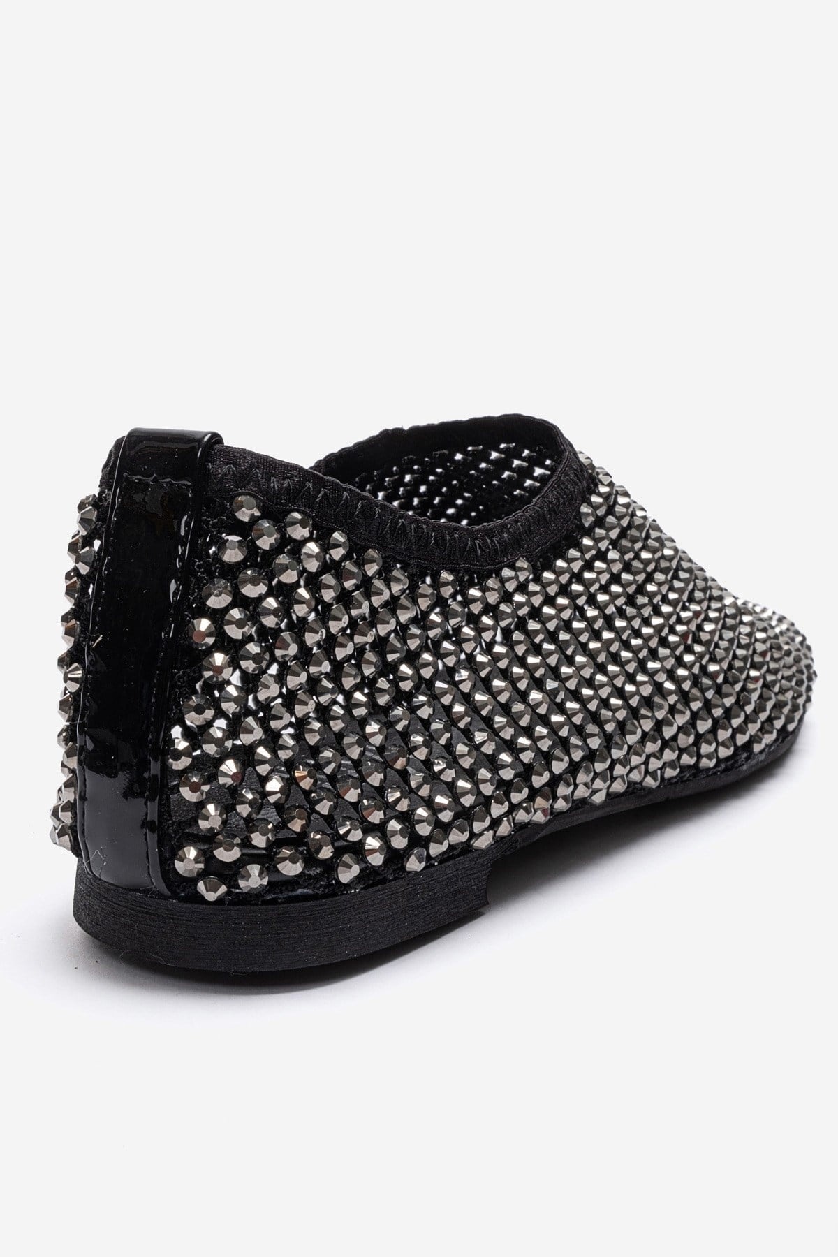 URELA - Black Genuine Leather Ballet Flat – back view showing leather, black, Vowalisse
