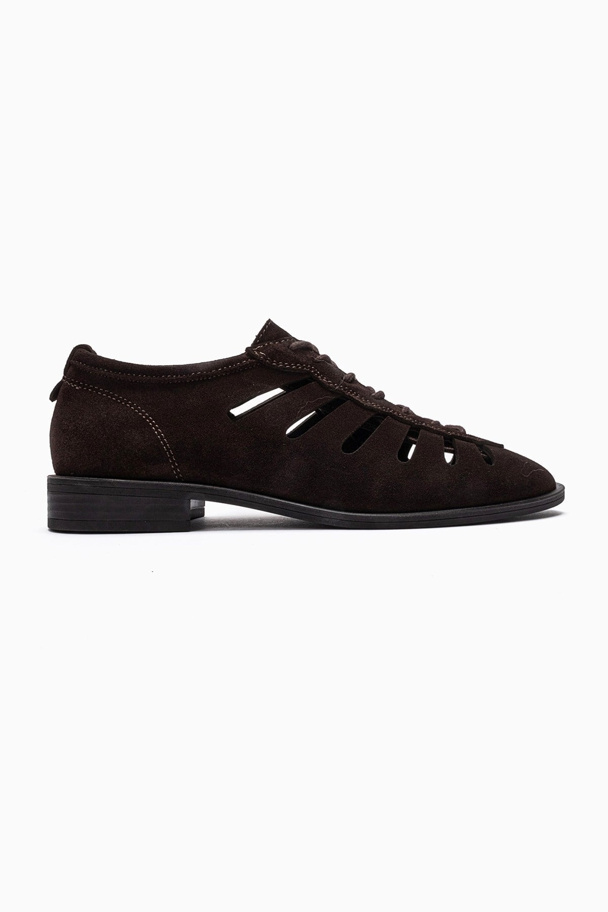ASTRON - Brown Suede Genuine Leather Casual Shoe – heel view showing leather, suede, Vowalisse