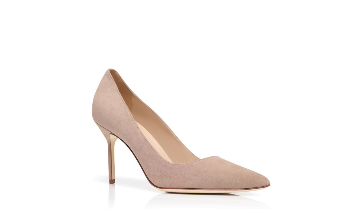 Adriana Star Neutral Pointed Toe Pumps – top view showing neutral pointed toe, suede, Vowalisse