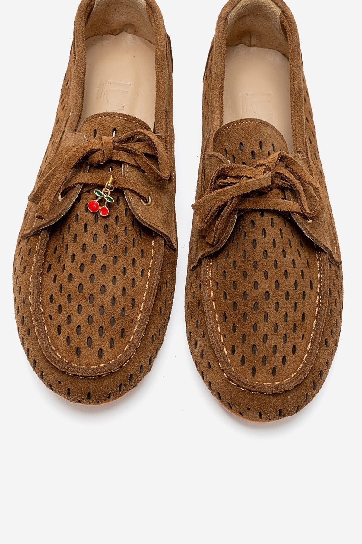 STEVO - Cognac Suede Genuine Leather Lace-Up Loafer – side view showing lace, leather, suede, Vowalisse