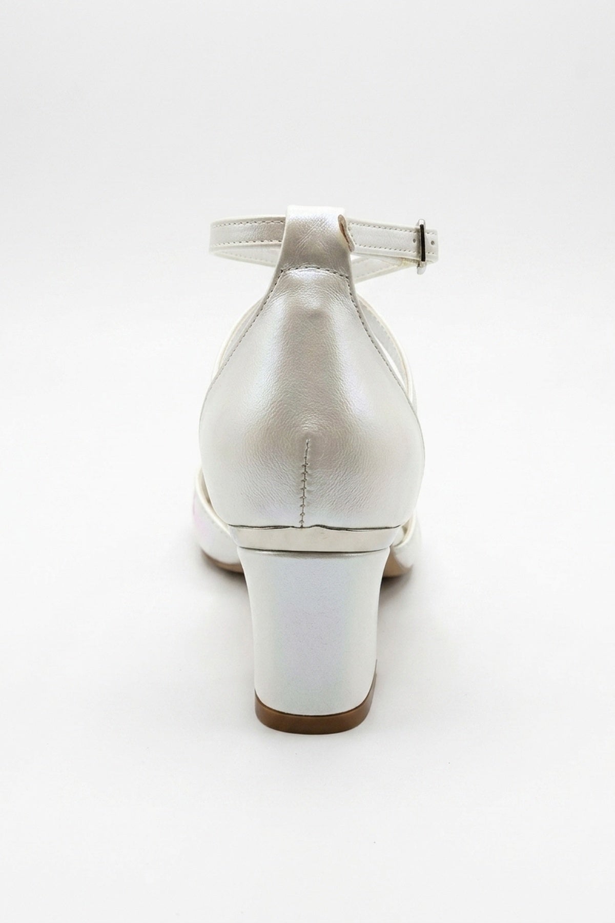 Lorelai Ivory Embroidered Mesh Pumps – detail view showing beaded, mesh, metallic, Vowalisse