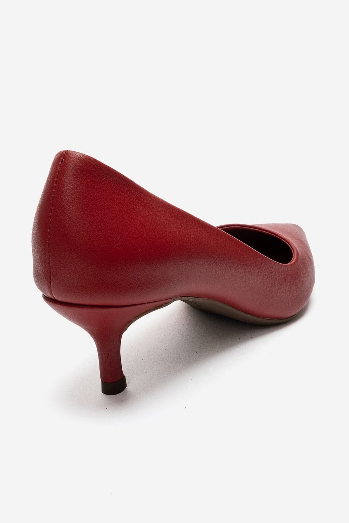 JALEN - Red Genuine Leather Stiletto Pump – back view showing leather, red, Vowalisse