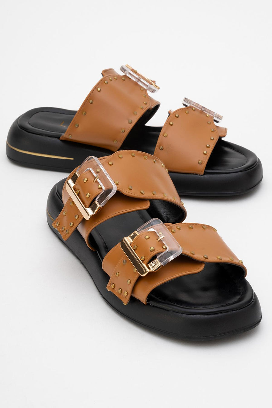 Zley Cognac Buckle Sandal