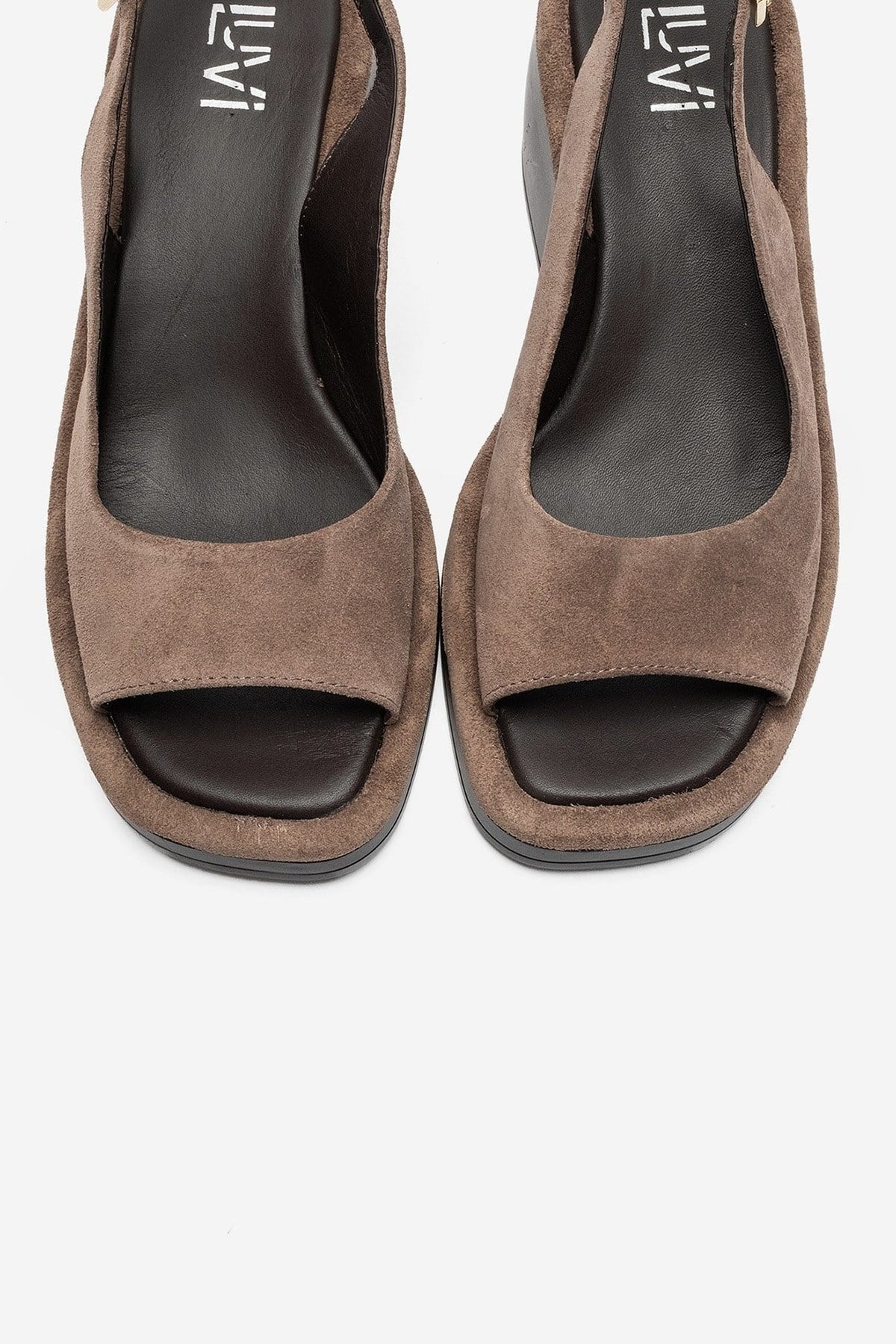 Orlena - Taupe Genuine Leather Platform Wedge Sandal – side view showing leather, suede, Vowalisse