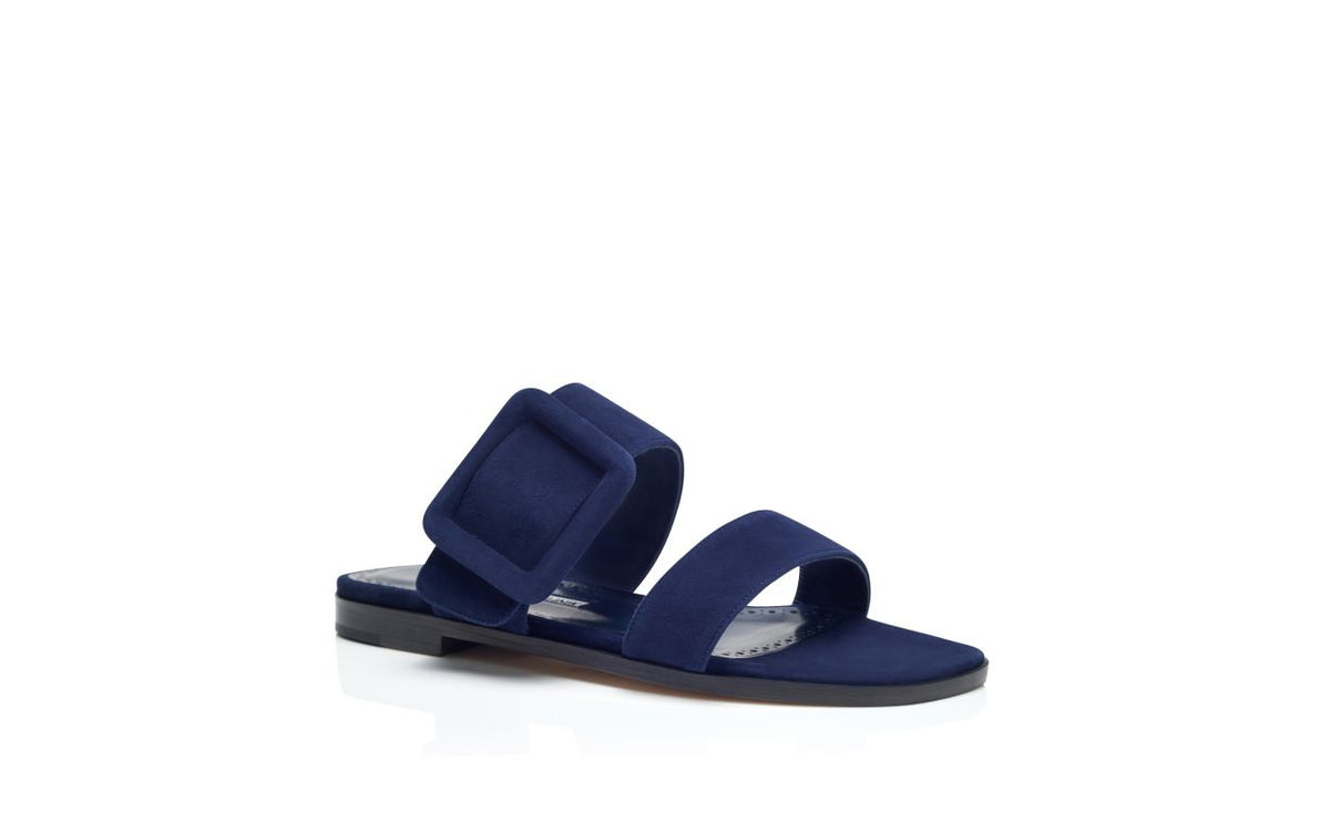 Aurelia Muse Blue Open Toe Mules – top view showing blue open toe, suede, Vowalisse