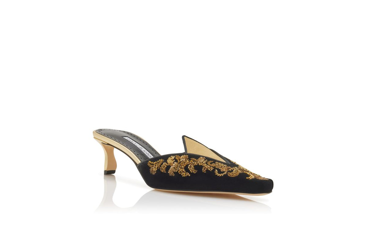 Marielle Star Black Almond Toe Mules – top view showing black almond toe, velvet, Vowalisse