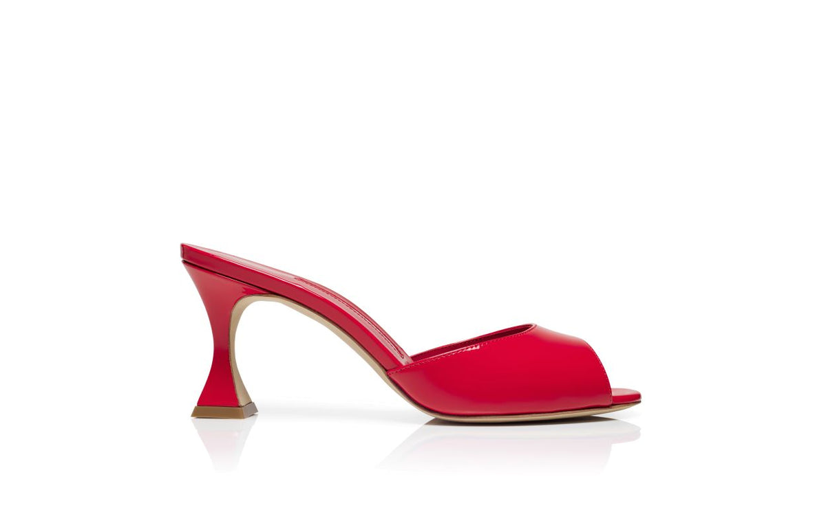 Colette Star Red Open Toe Mules – side profile showing red open toe, patent leather, Vowalisse