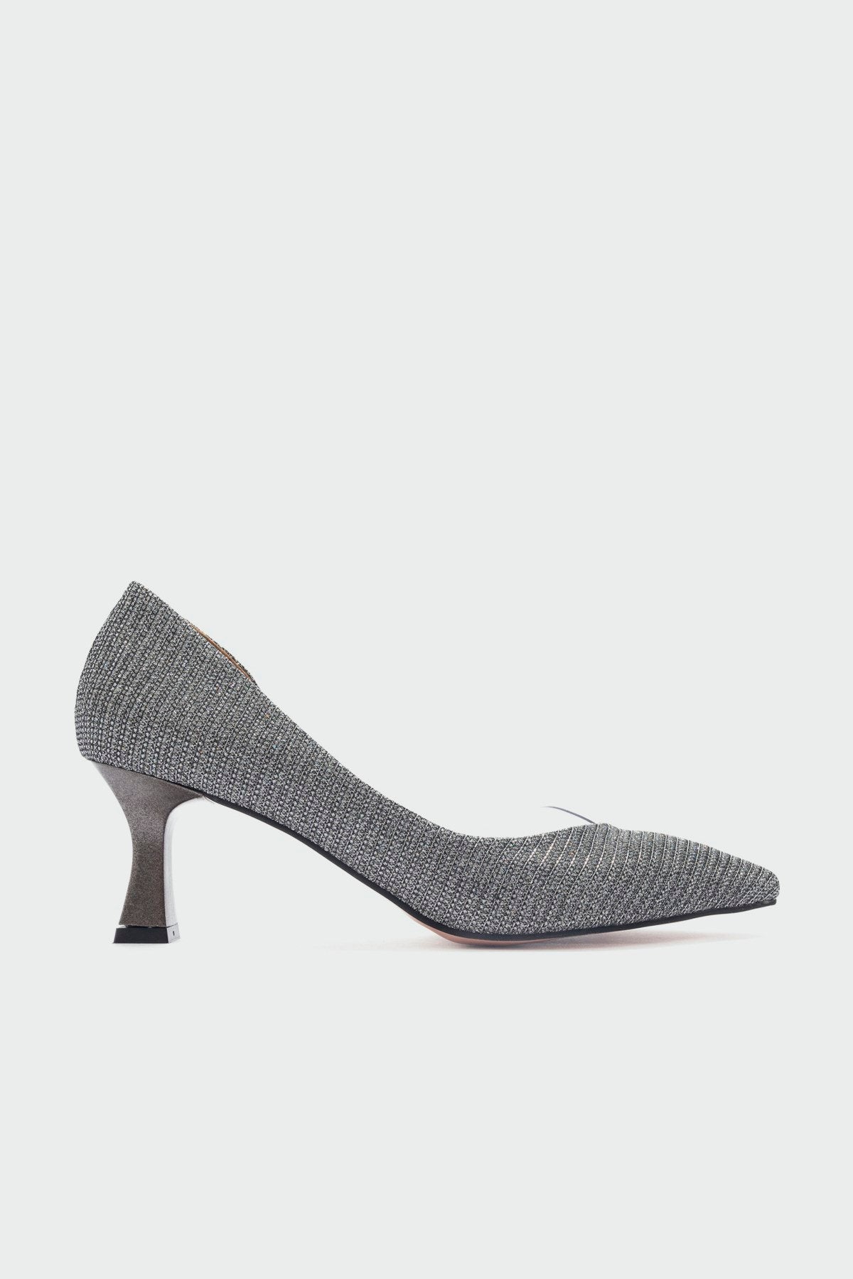 Vera Platinum Glitter Pointed Toe Pump – top view showing leather, glitter, Vowalisse