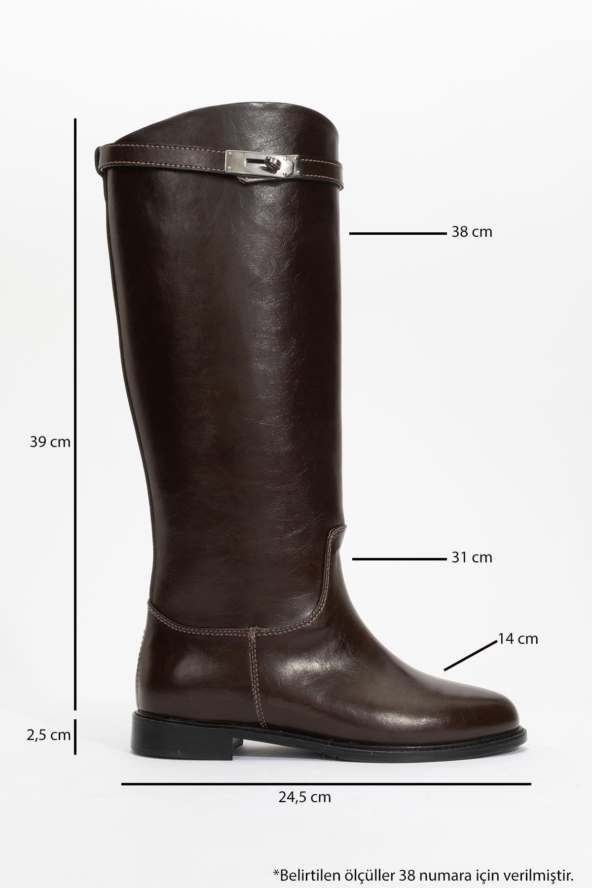 Yoko Brown Riding Boot – back view showing leather, Vowalisse