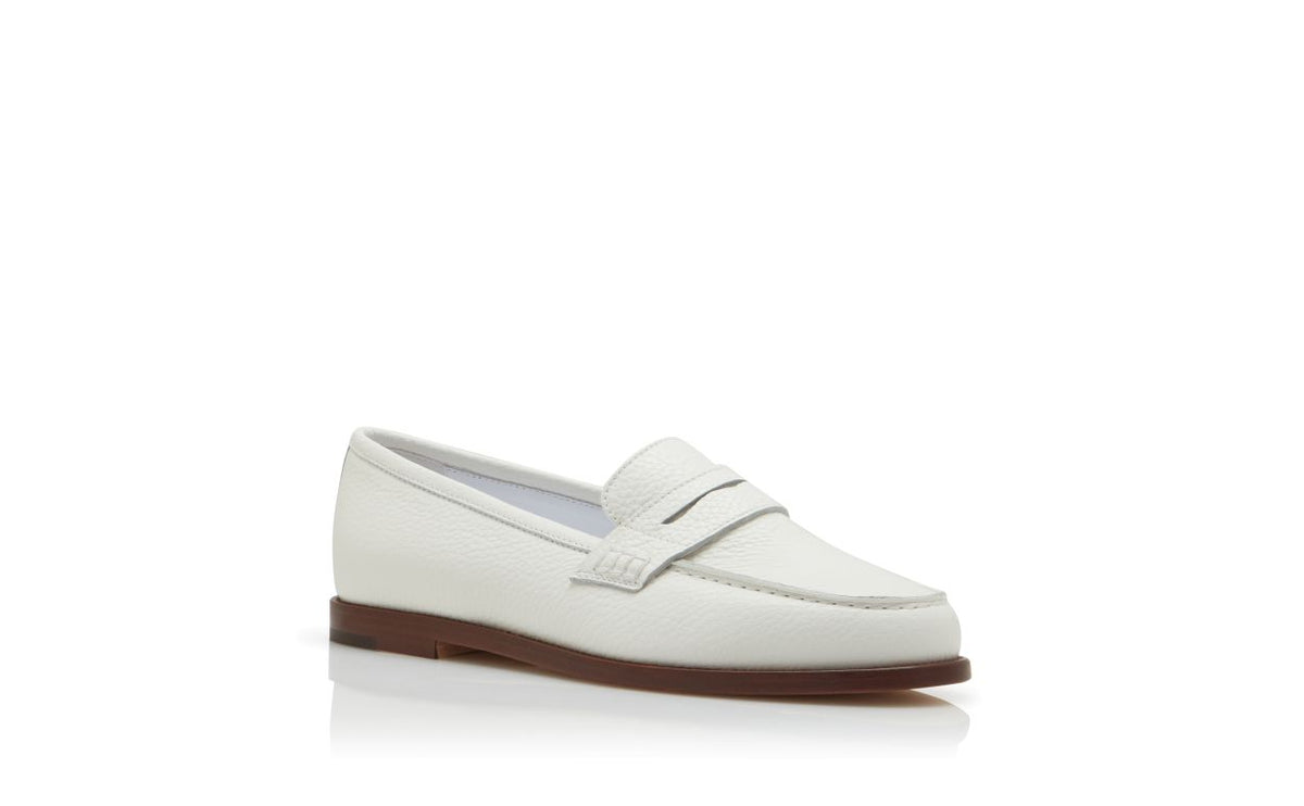 Fiorella Flame White Signature Loafers – top view showing white refined detailing, Vowalisse