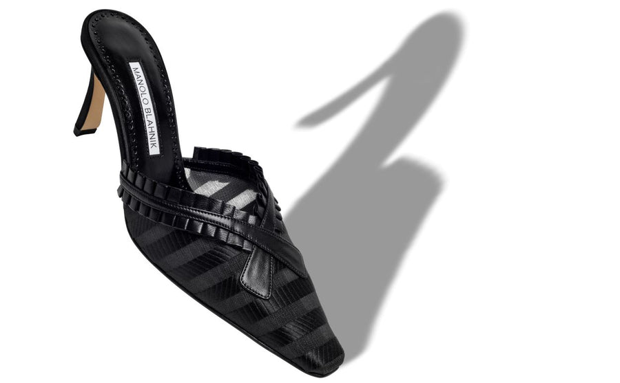Anastasia Shine Black Pleat Detail Mules