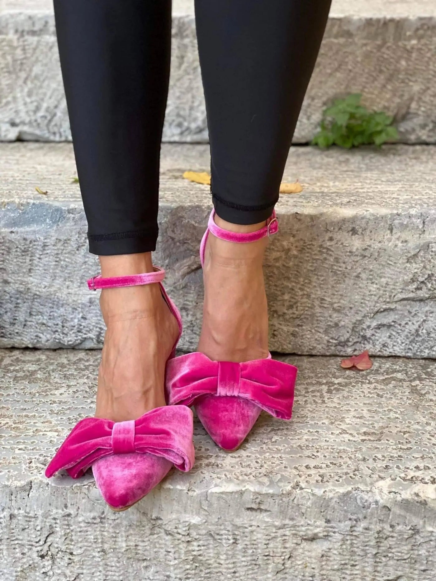 Rose Pink Velvet Block Heel Bridal Heels VOWALISSE bridal shoes – view 4
