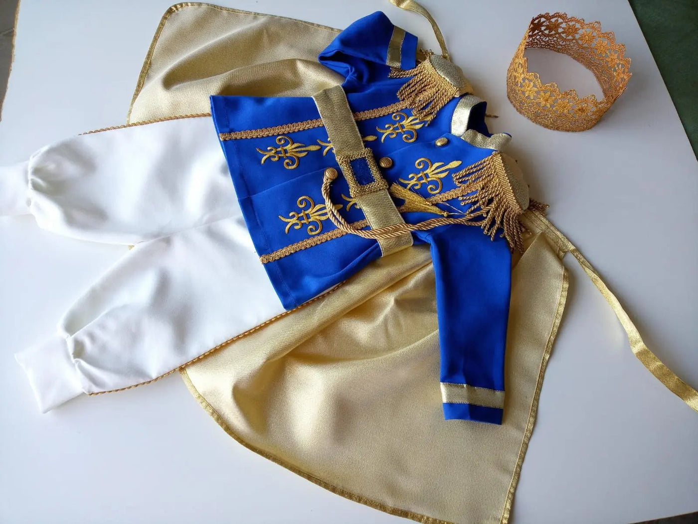 Navy Blue & Gold Personalized Baby Prince Costume 2, baby boy first birthday outfit, additional product image 7 by Vowalisse