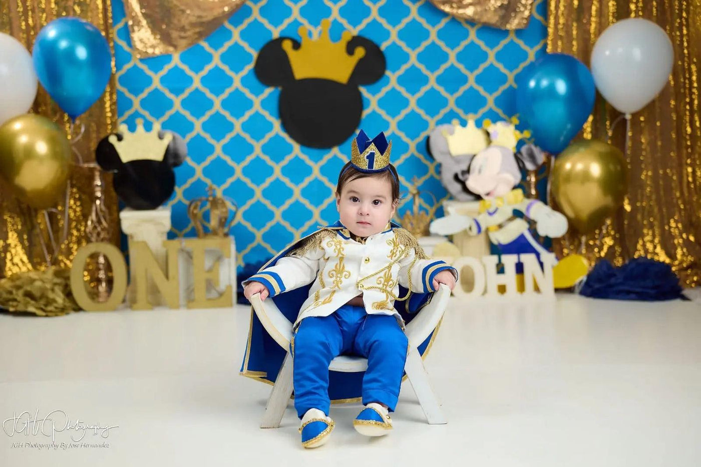 Royal Blue & Gold Personalized Baby Prince Costume, baby boy first birthday outfit, additional product image 4 by Vowalisse