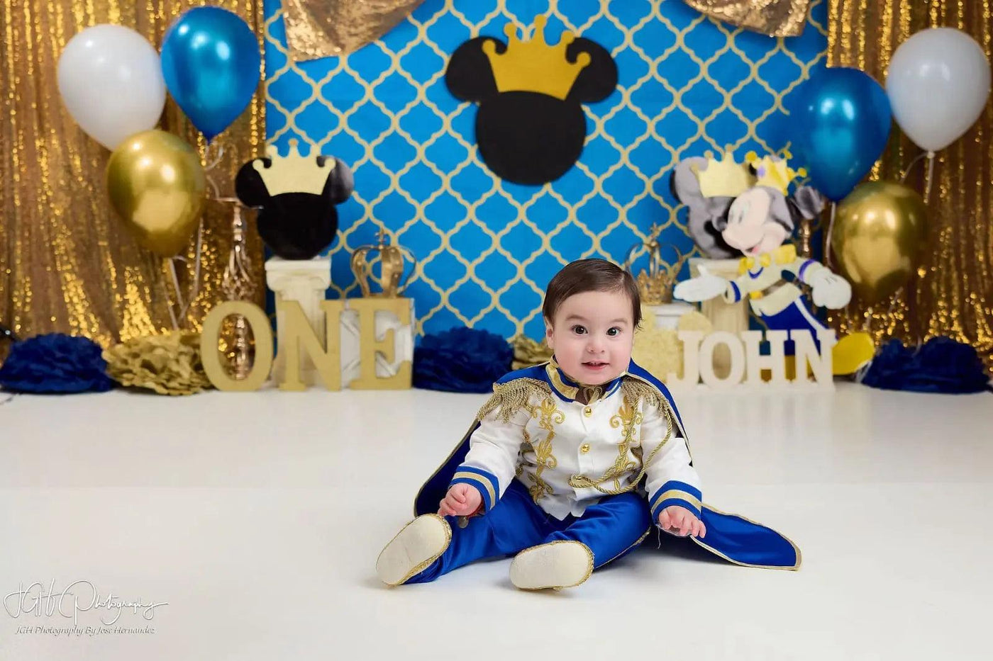 Royal Blue & Gold Personalized Baby Prince Costume, baby boy first birthday outfit, additional product image 6 by Vowalisse