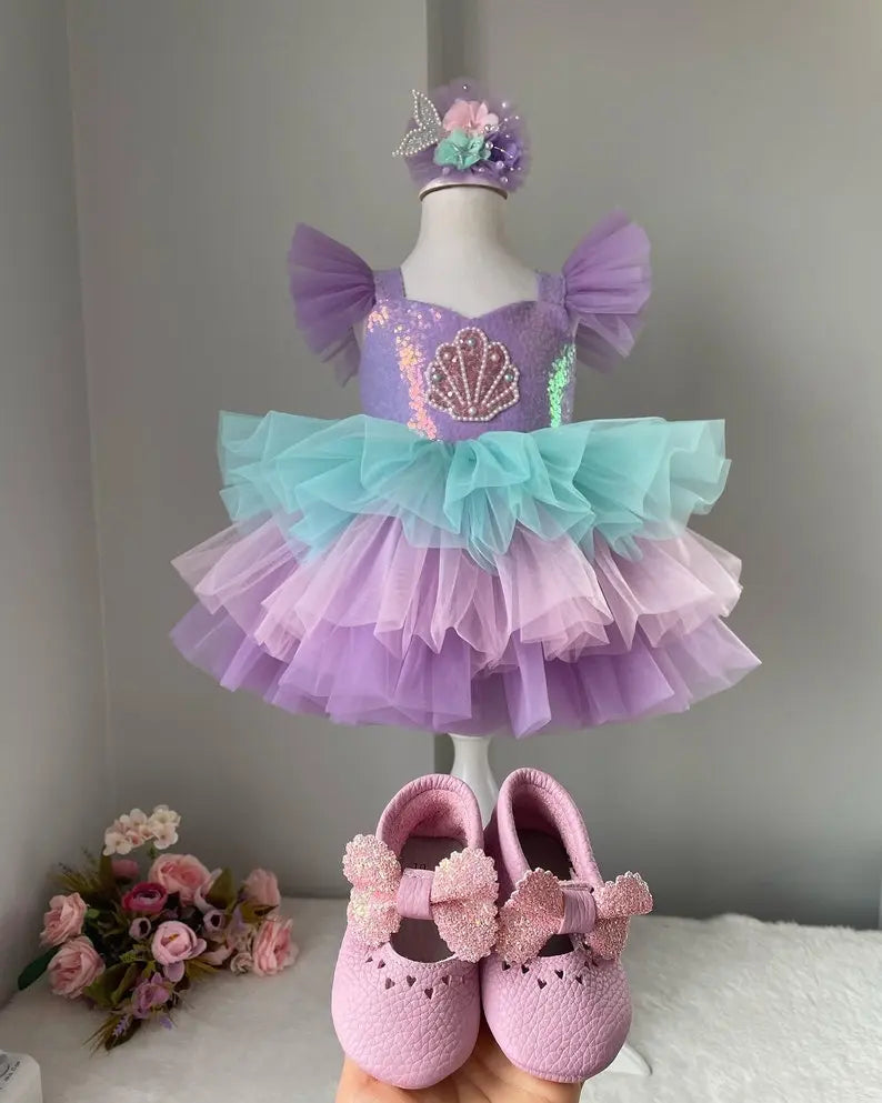 Tutu Purple Flower Girl Birthday baby girl first birthday dress, additional product image 2 by Vowalisse