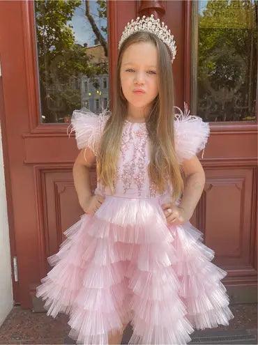 Blossom Pink Flower Girl Birthday baby girl first birthday dress, main product image by Vowalisse
