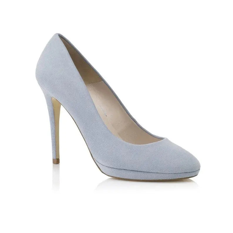 Blue Green Velvet Block Heel Bridal Heels VOWALISSE bridal shoes – view 4
