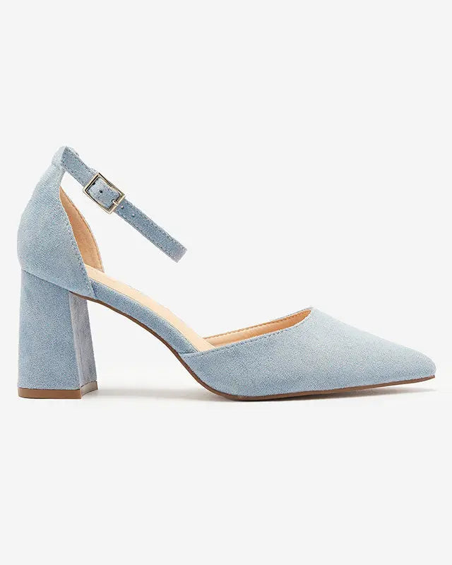 Blue Green Velvet Block Heel Bridal Heels VOWALISSE bridal shoes – view 3