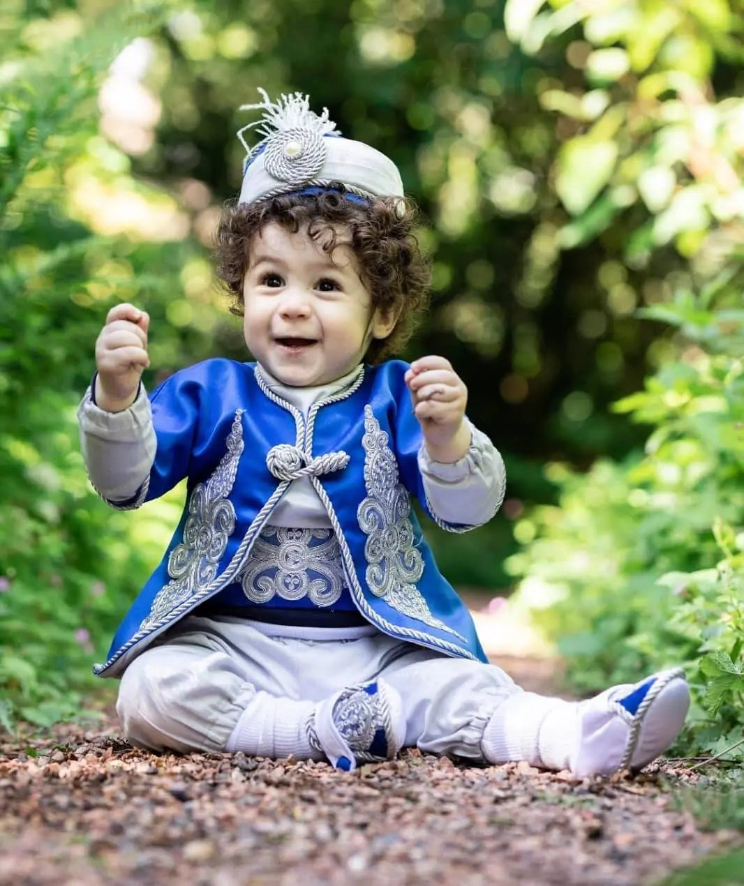 Navy Blue & Gold Personalized Baby Prince Costume 3, baby boy first birthday outfit, main product image by Vowalisse