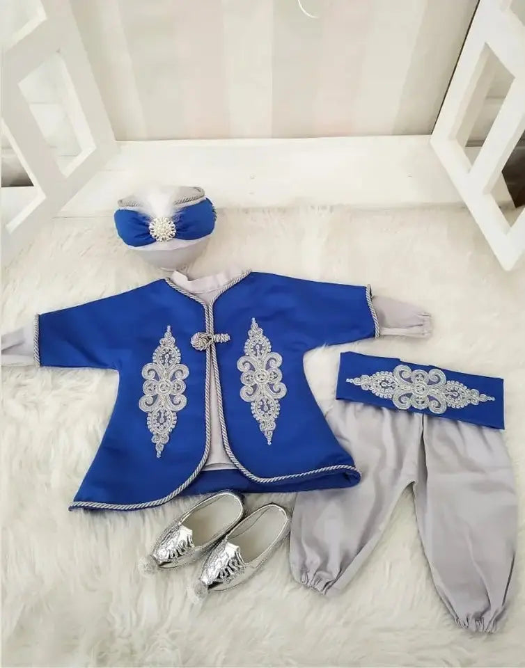 Navy Blue & Gold Personalized Baby Prince Costume 3, baby boy first birthday outfit, additional product image 7 by Vowalisse